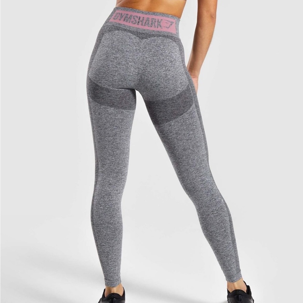Gymshark Flex High Waisted Leggings - Charcoal Marl/ Dusky Pink
